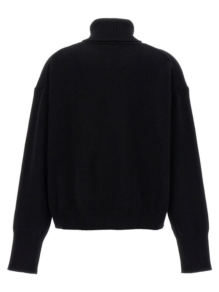 Crest Logo Sweater Black Wool Sweater, Cardigans
