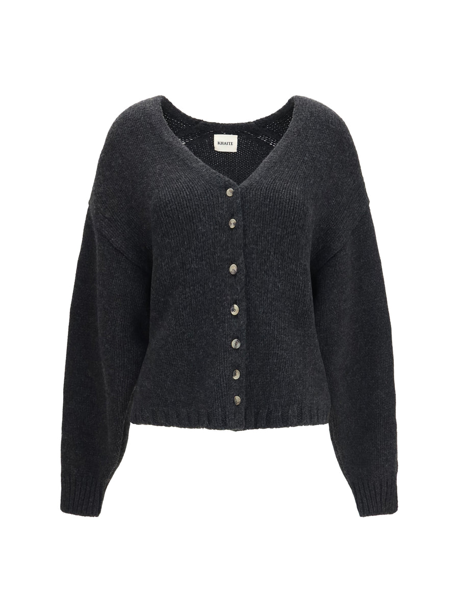 Khaite 100% Cashmere cardigan in charcoal