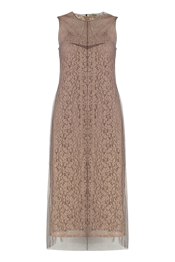 Dress Lace Midi Pink Polyamide