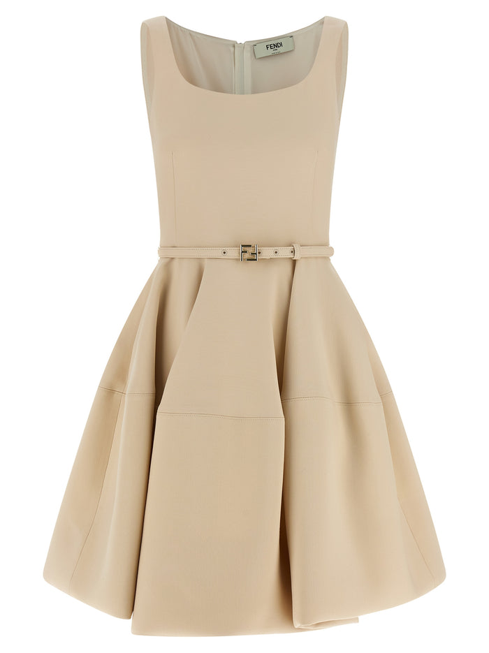 Wheel skirt dress Pink Wool