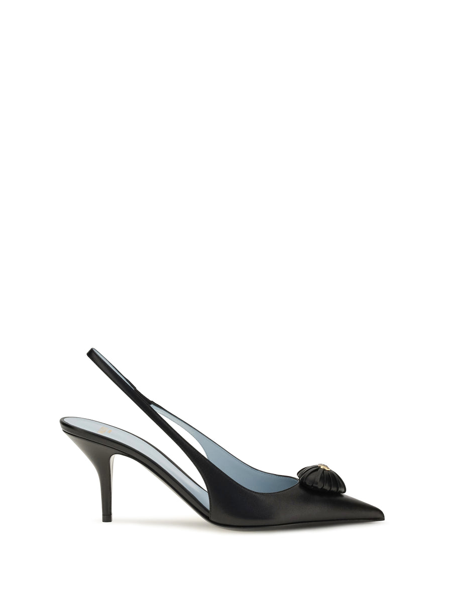 Coeur Royal Slingback Leather Pumps Nero Sandal