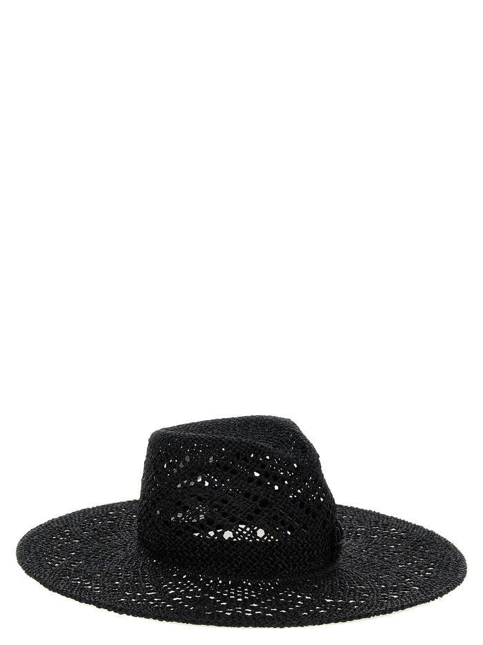 Raffia hat Black Straw