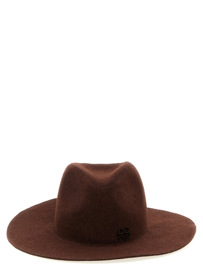 Monogram-embellished Fedora hat Brown Wool
