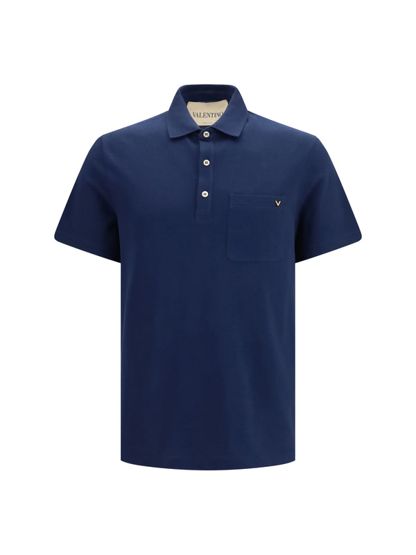 Valentino 100% cotton polo in navy
