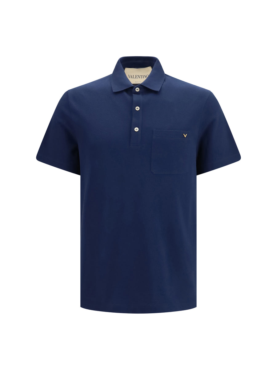 Valentino 100% cotton polo in navy