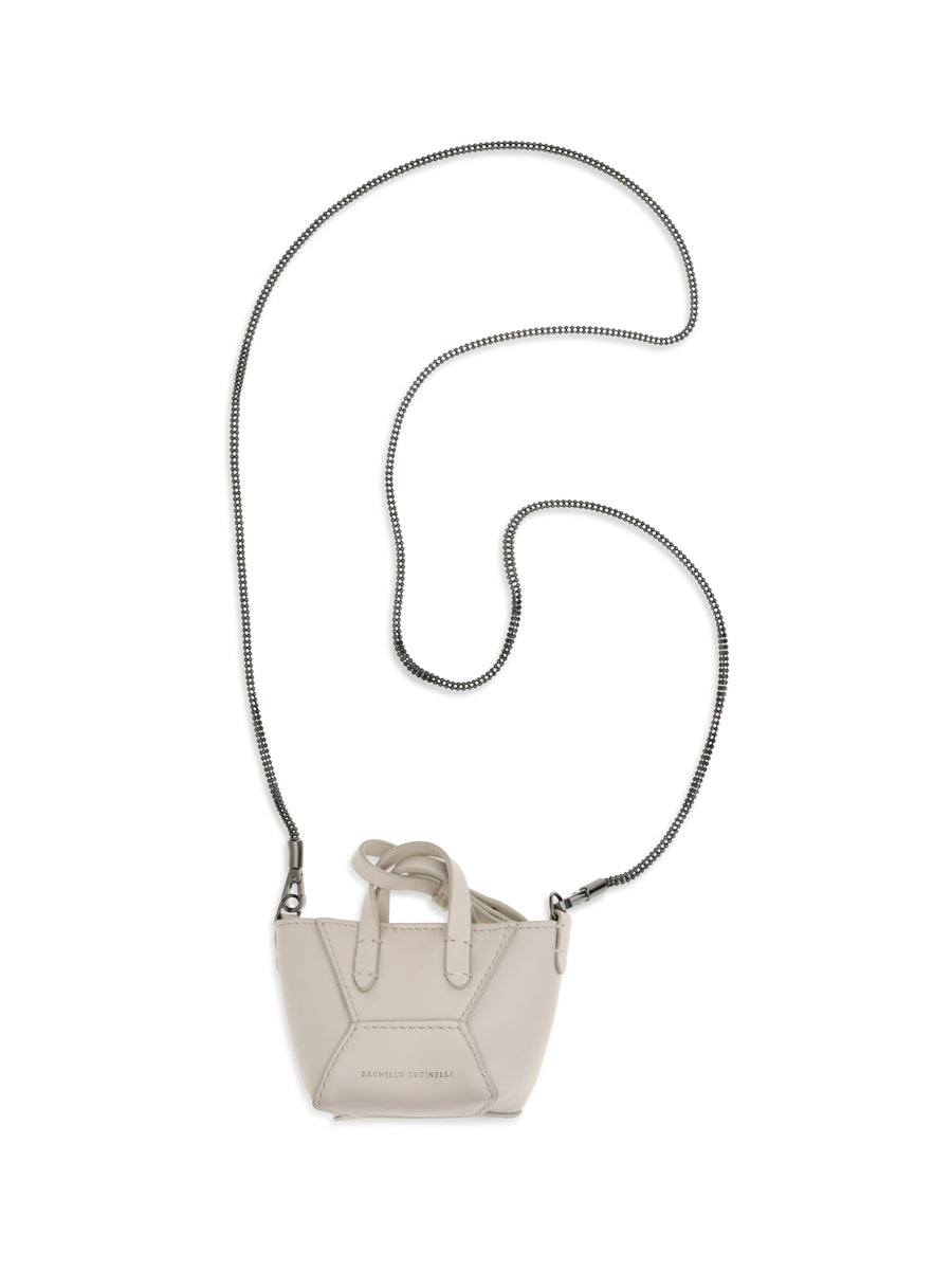 Mini Leather Shoulder Bag Avorio Calf Bos Taurus