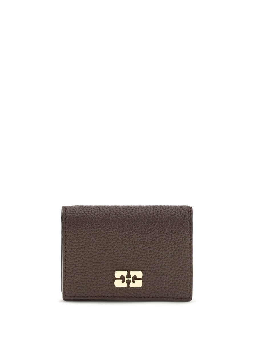 Ganni 52% recycled polyester card holder in brown