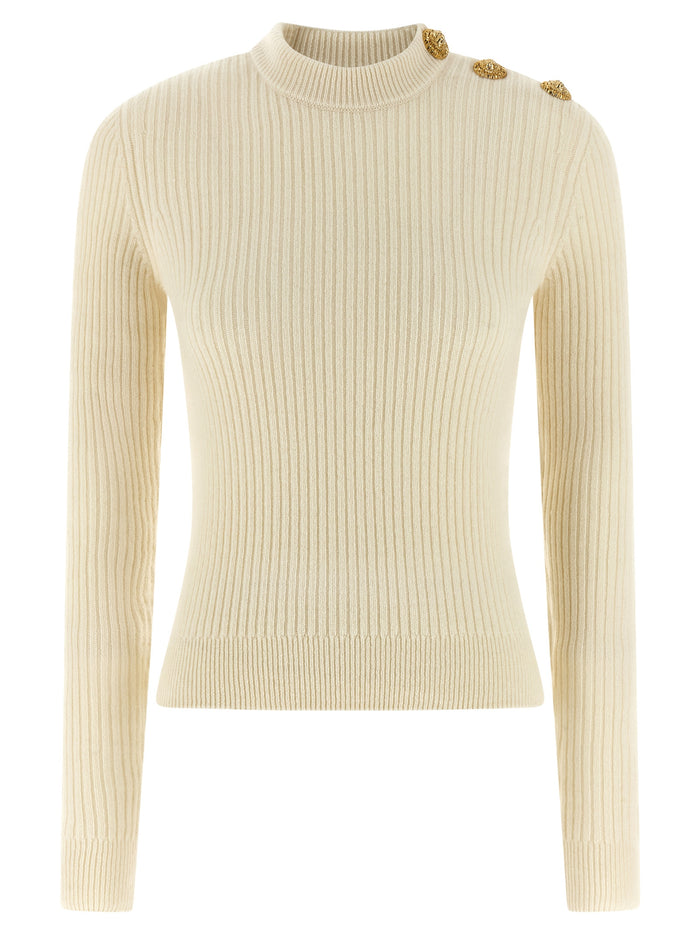Ribbed sweater White Cachemire Virgin Wool Sweater, Cardigans