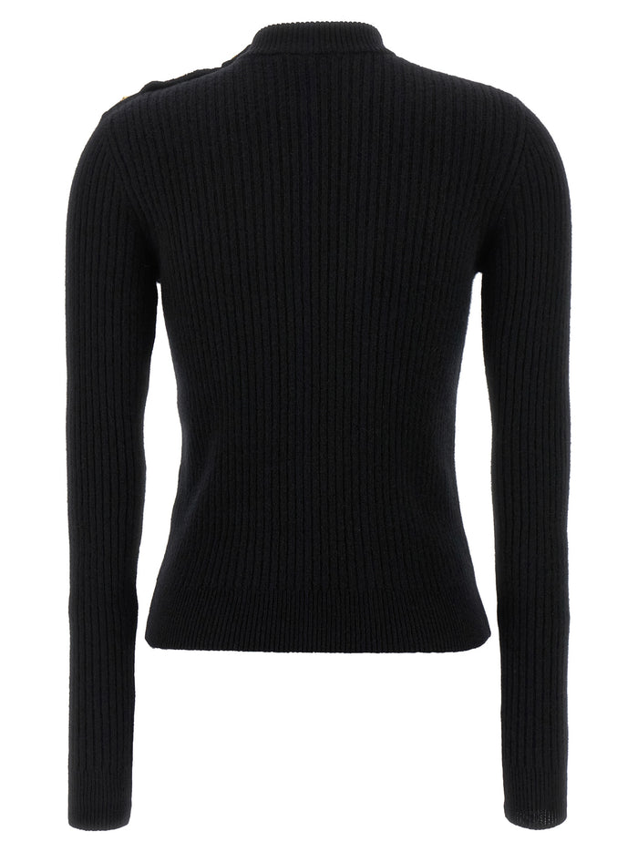 Ribbed sweater Black Cachemire Virgin Wool Sweater, Cardigans