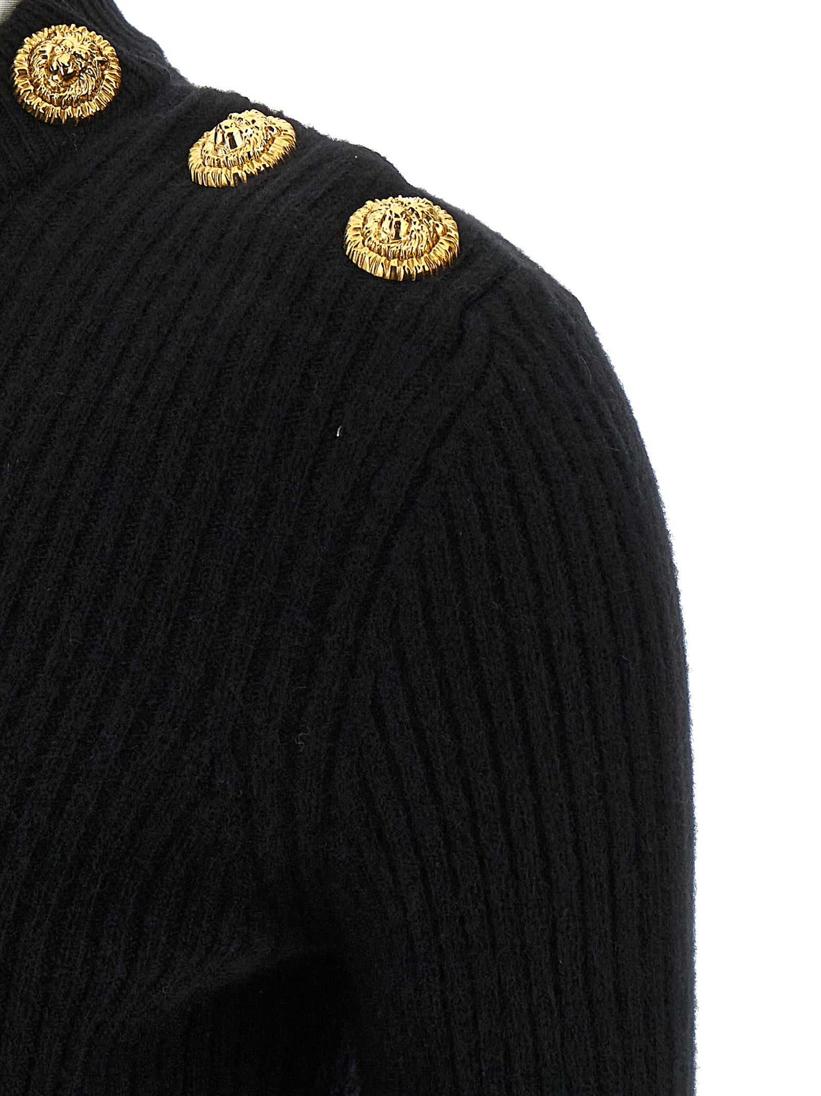 Ribbed sweater Black Cachemire Virgin Wool Sweater, Cardigans