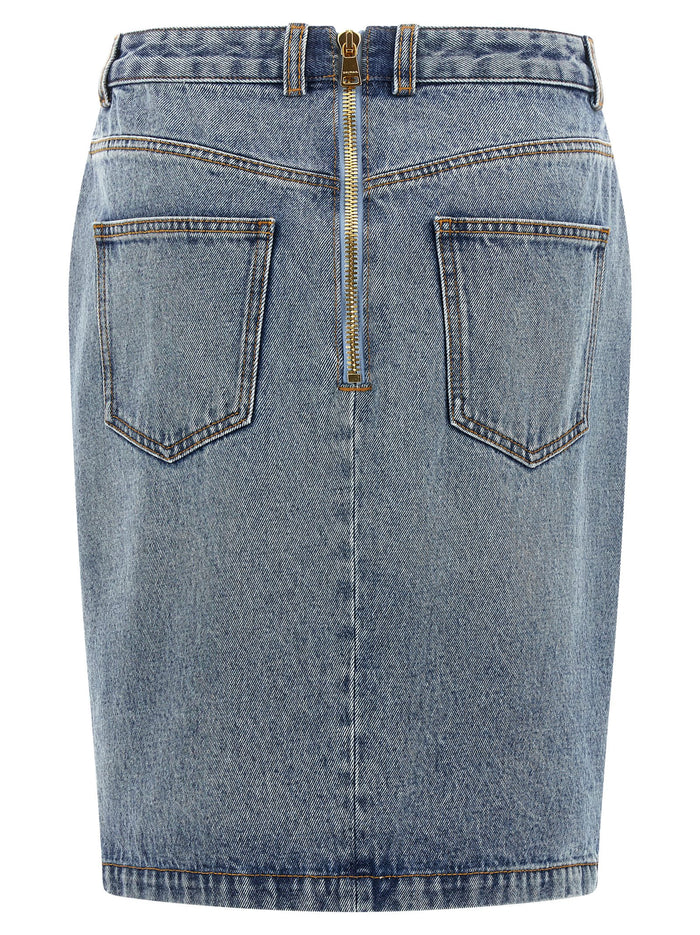 Denim skirt Light Blue Cotton