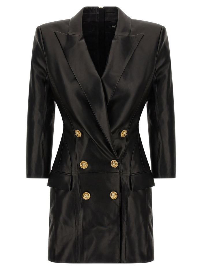 Blazer dress Black Lamb Leather (ovis Aries)