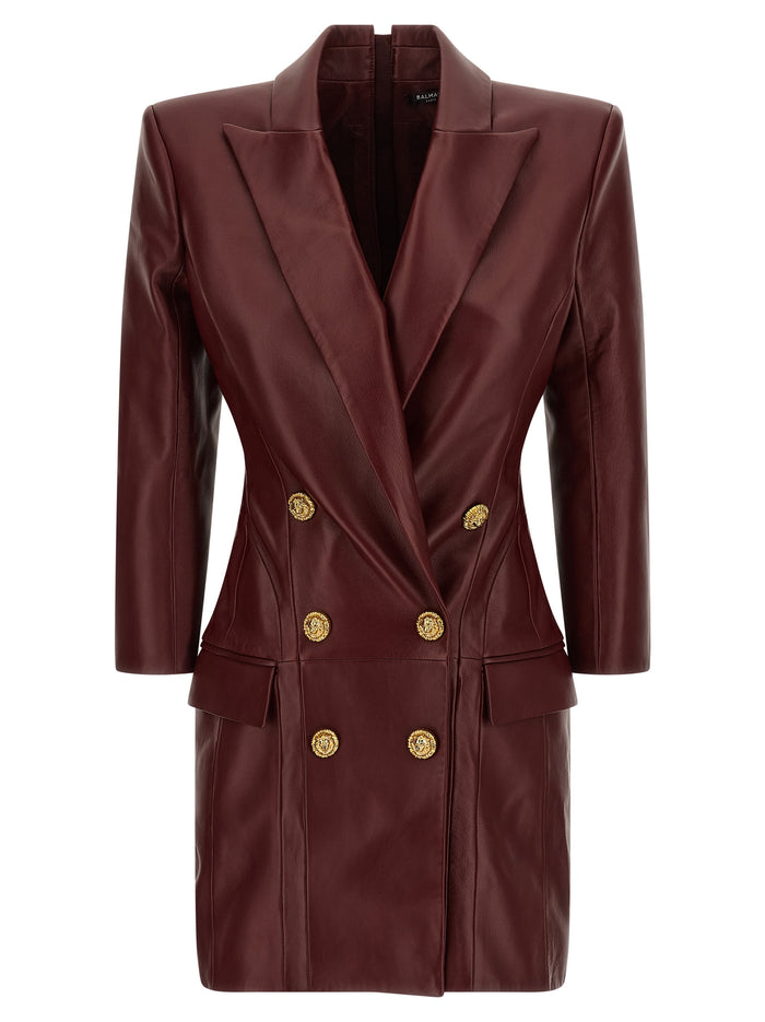 Blazer dress Bordeaux Lamb Leather (ovis Aries)
