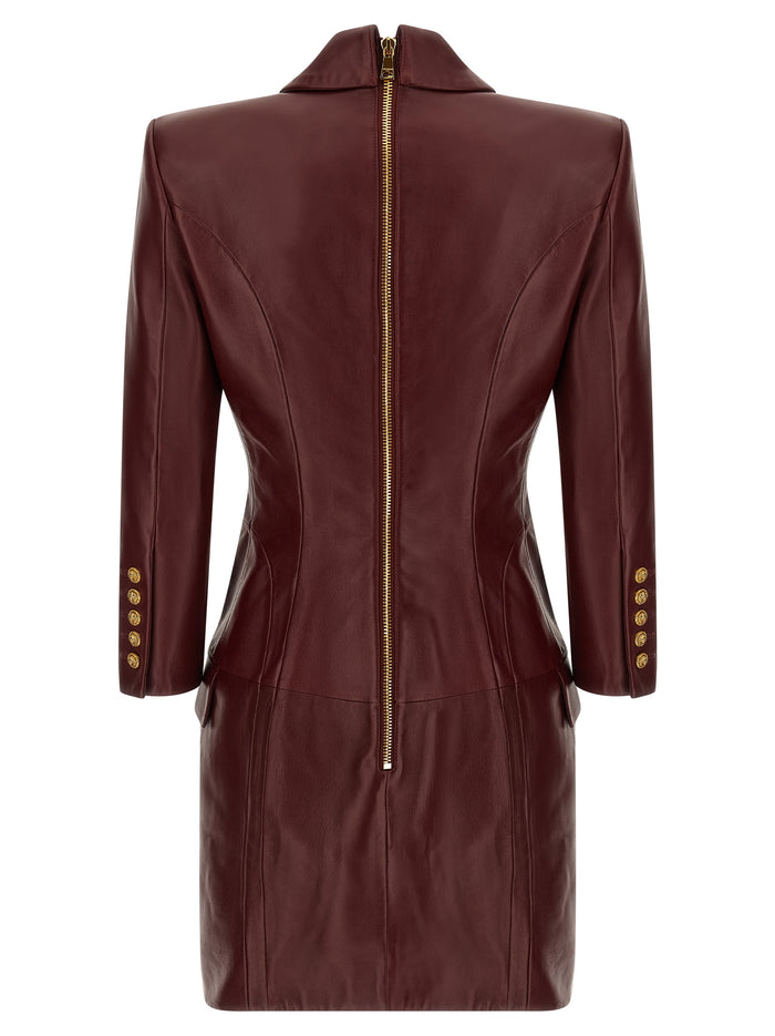 Blazer dress Bordeaux Lamb Leather (ovis Aries)