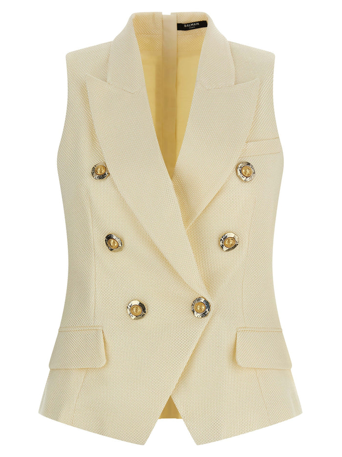 Gold and Coin vest White Viscose Gilet