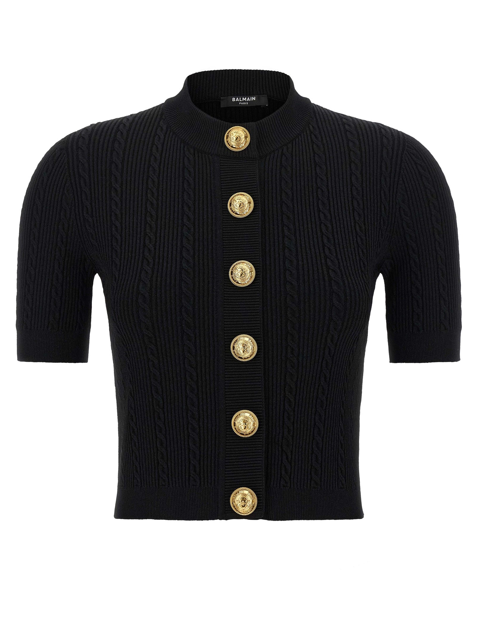 Short sleeve cardigan Black Viscose Sweater, Cardigans