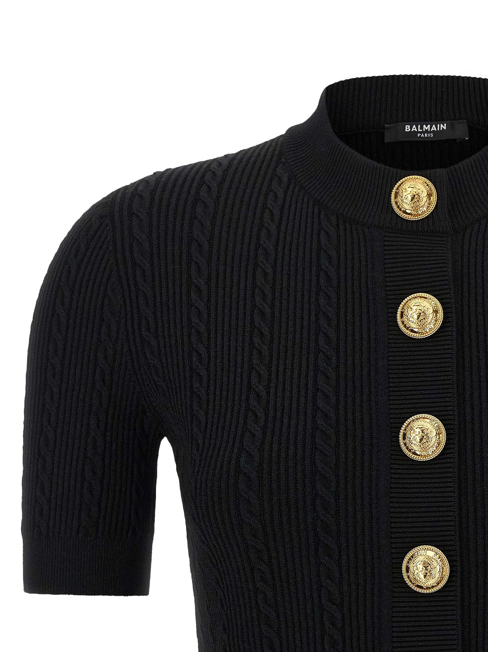Short sleeve cardigan Black Viscose Sweater, Cardigans
