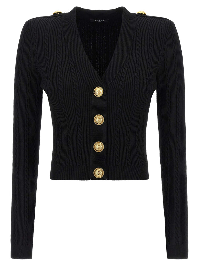 Twisted knit cardigan Black Viscose Sweater, Cardigans