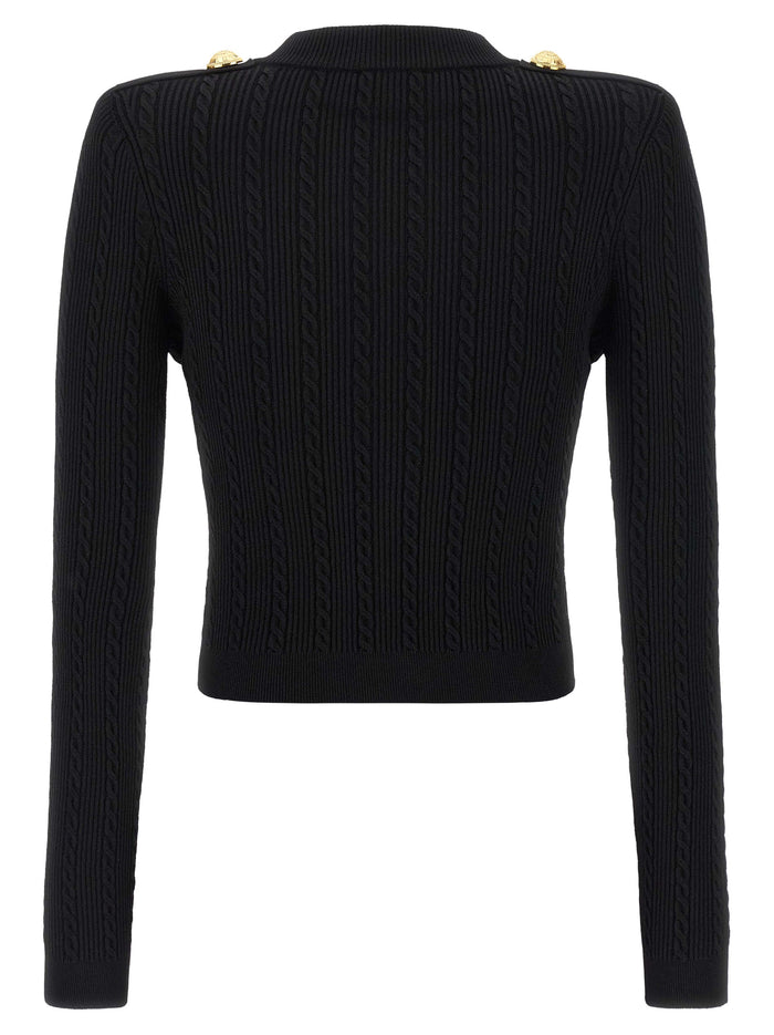 Twisted knit cardigan Black Viscose Sweater, Cardigans