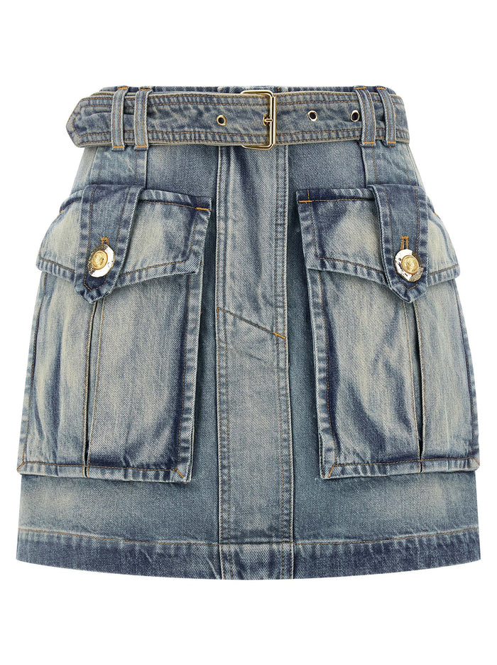 Cargo pocket skirt Light Blue Cotton