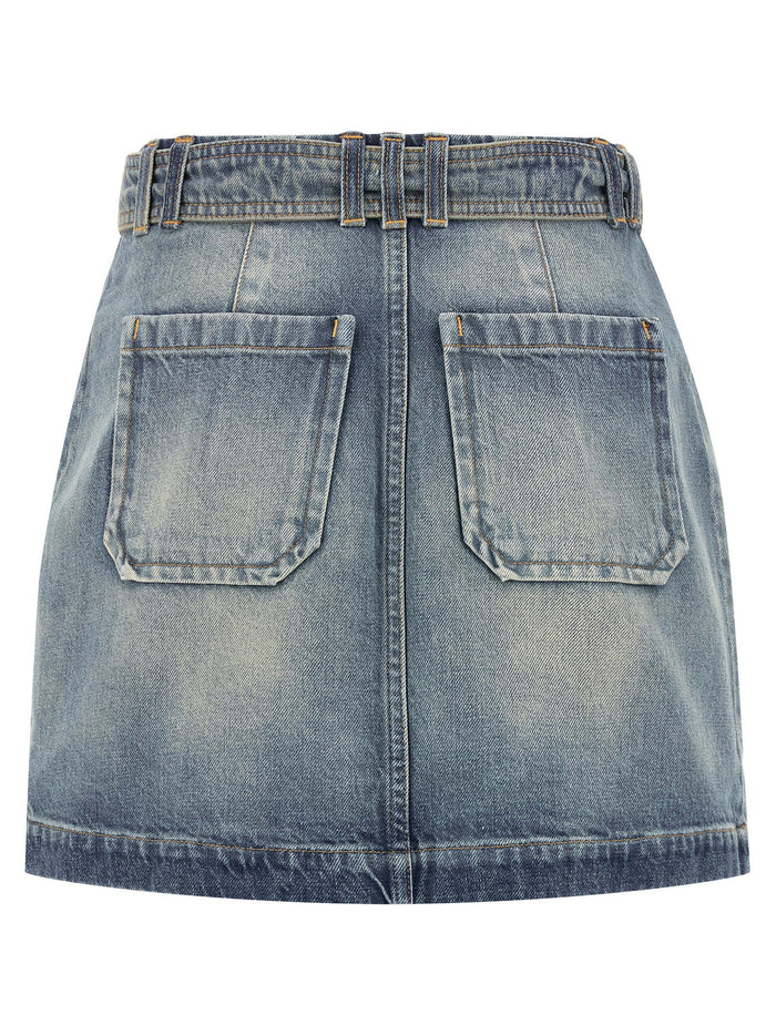 Cargo pocket skirt Light Blue Cotton