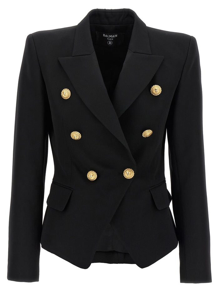 Double-Breasted Blazer Black Virgin Wool Blazer, Suits