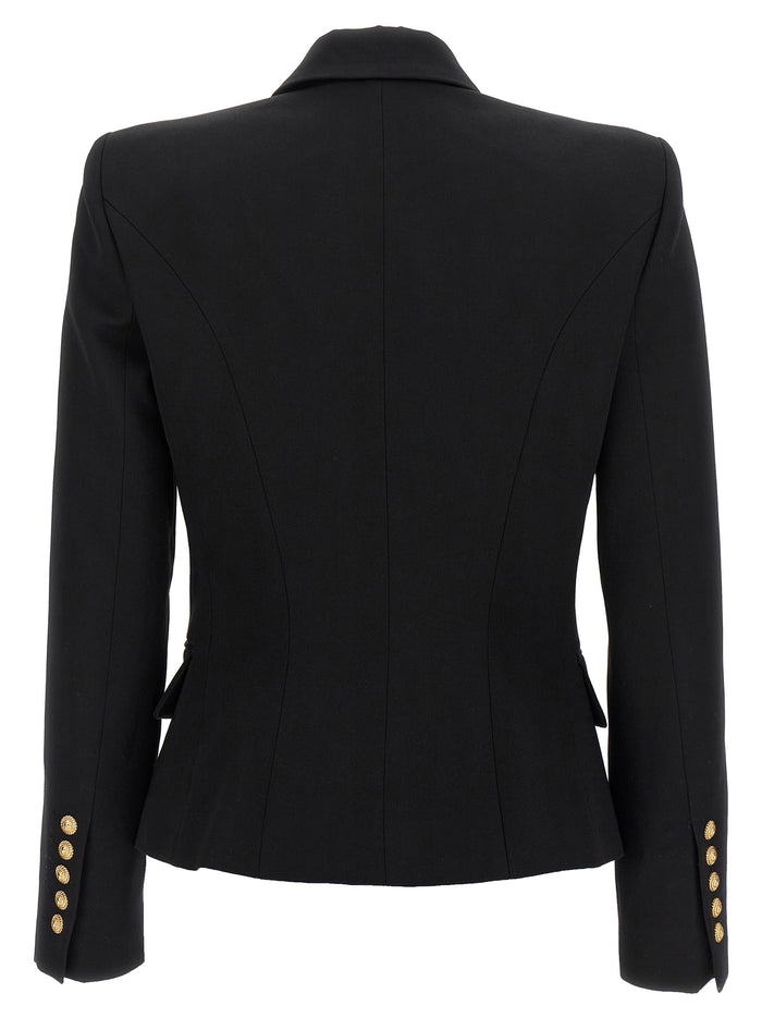 Double-Breasted Blazer Black Virgin Wool Blazer, Suits