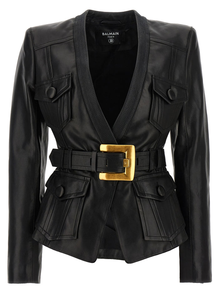 Leather Jacket Black Lamb (ovis Aries) Down Jacket, Parka, Casual