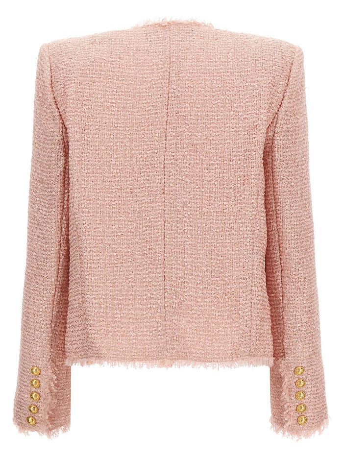Sequin tweed blazer Pink Blazer, Suits