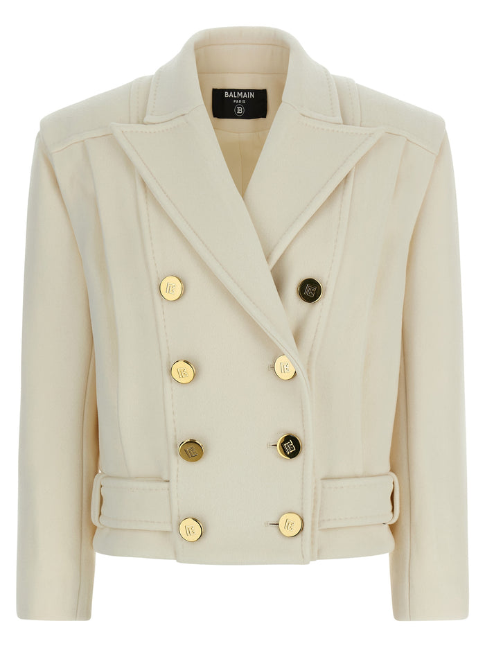 Double-breasted coat White Virgin Wool Cachemire Coats, Trench