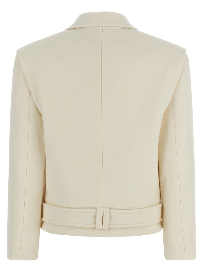 Double-breasted coat White Virgin Wool Cachemire Coats, Trench