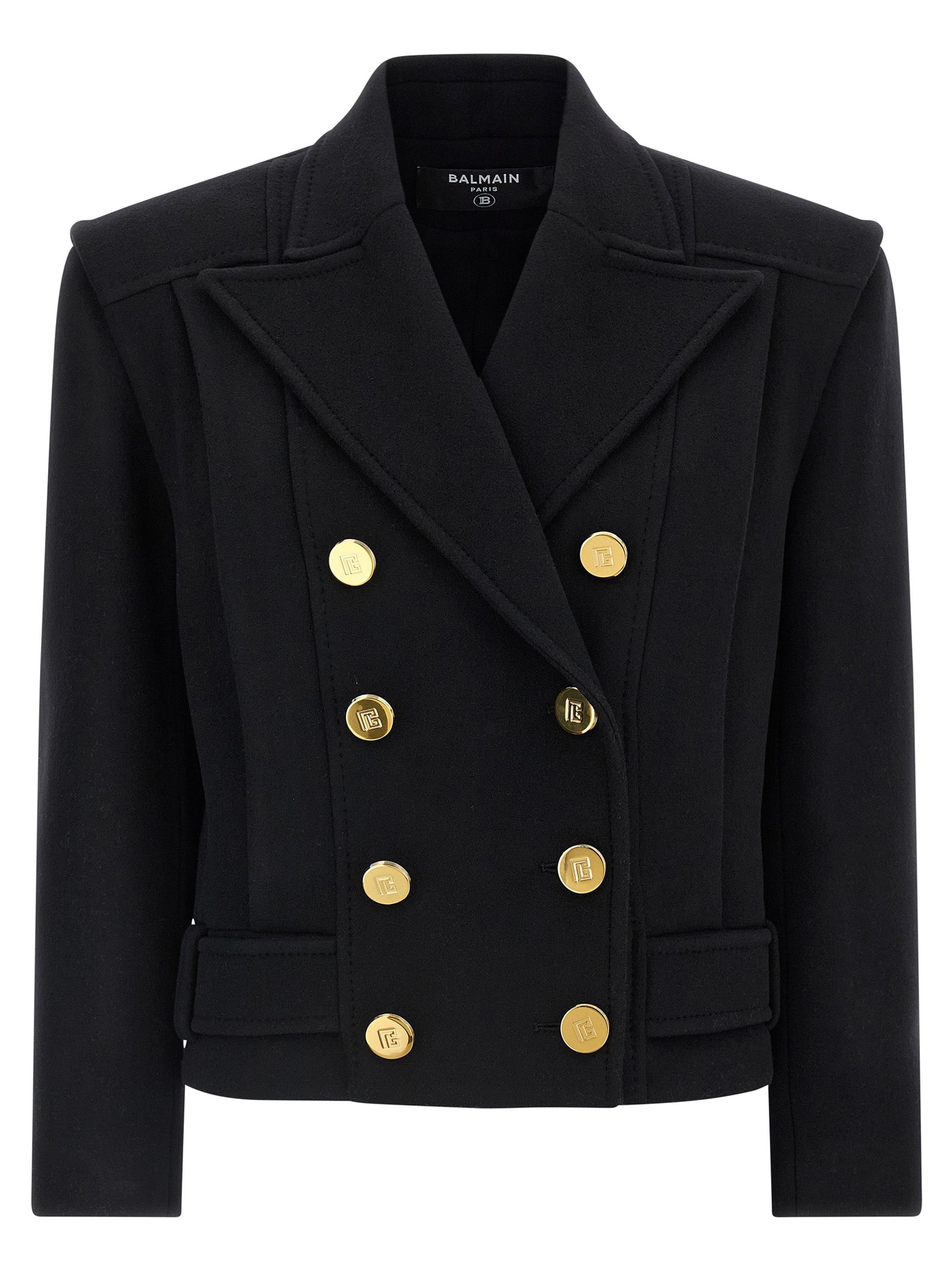 Double-breasted coat Black Virgin Wool Coats, Trench
