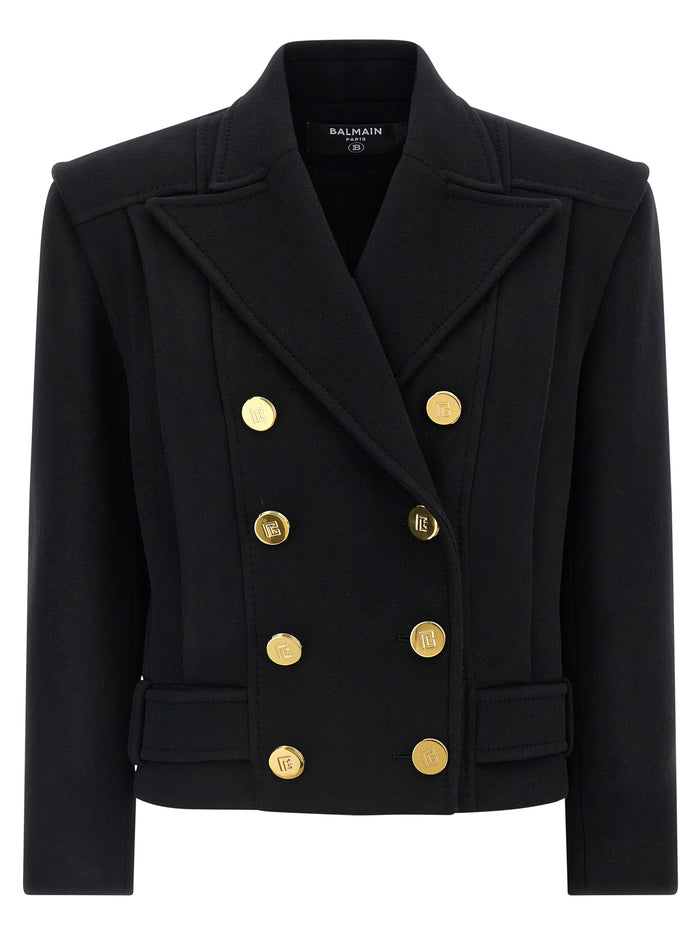 Double-breasted coat Black Virgin Wool Coats, Trench