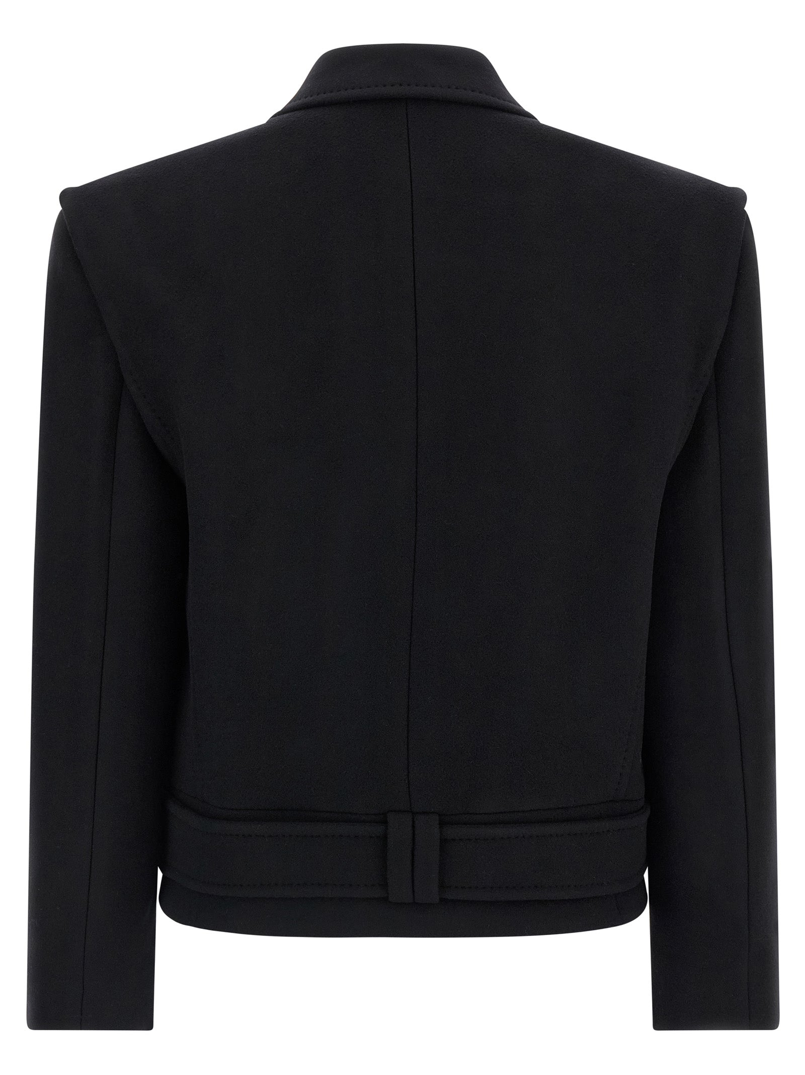 Double-breasted coat Black Virgin Wool Coats, Trench
