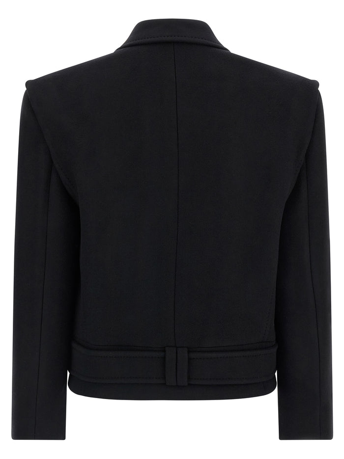 Double-breasted coat Black Virgin Wool Coats, Trench