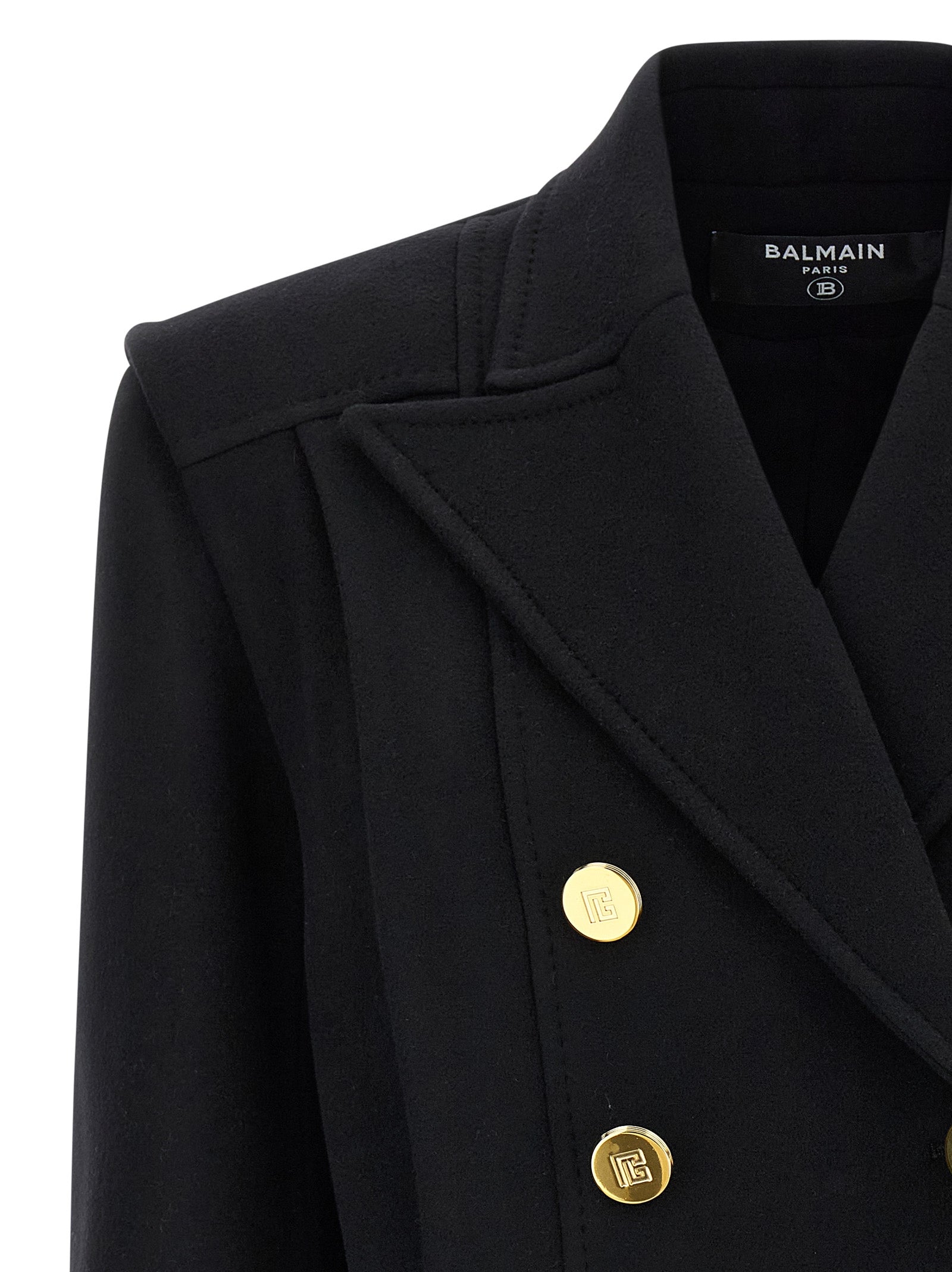 Double-breasted coat Black Virgin Wool Coats, Trench