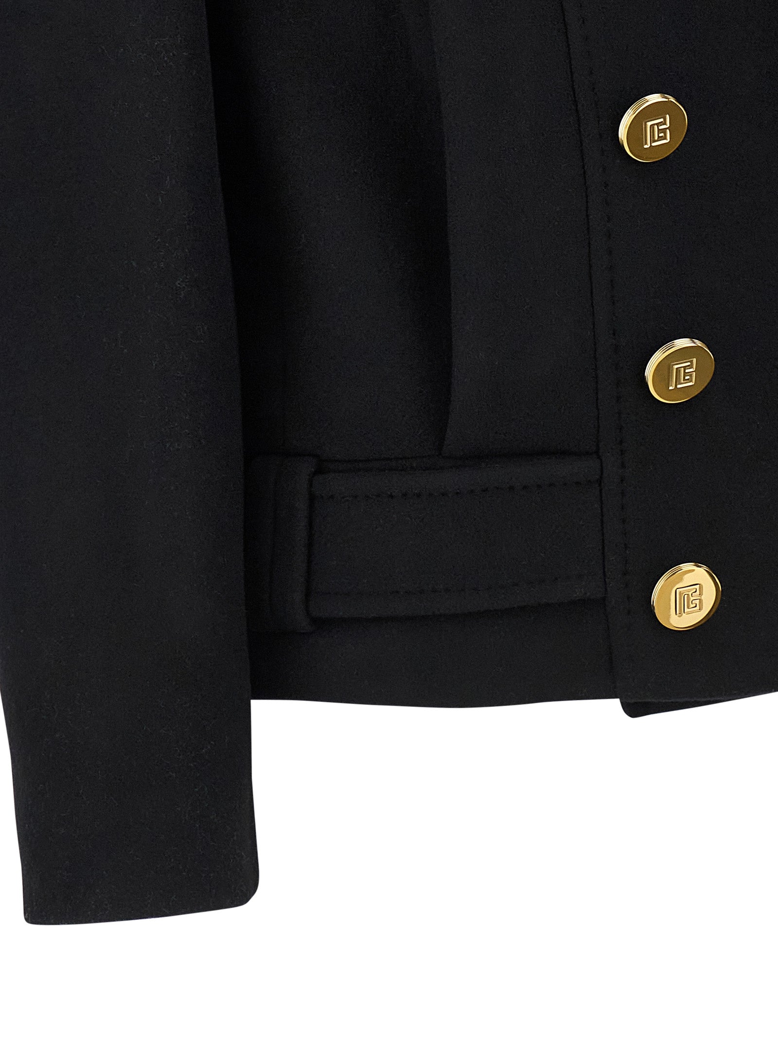 Double-breasted coat Black Virgin Wool Coats, Trench