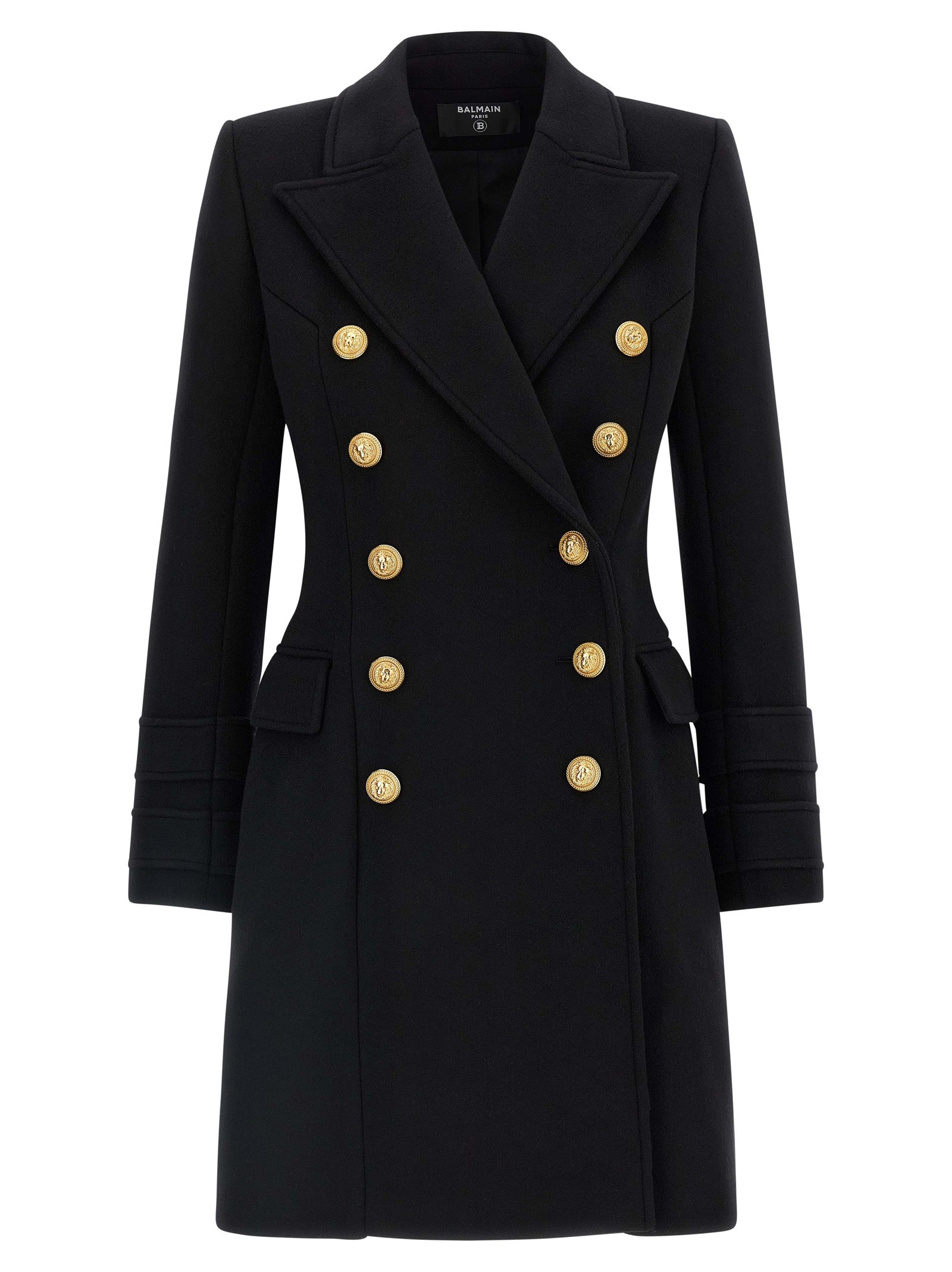 10 Bottoni Coat Black Virgin Wool Cachemire Coats, Trench