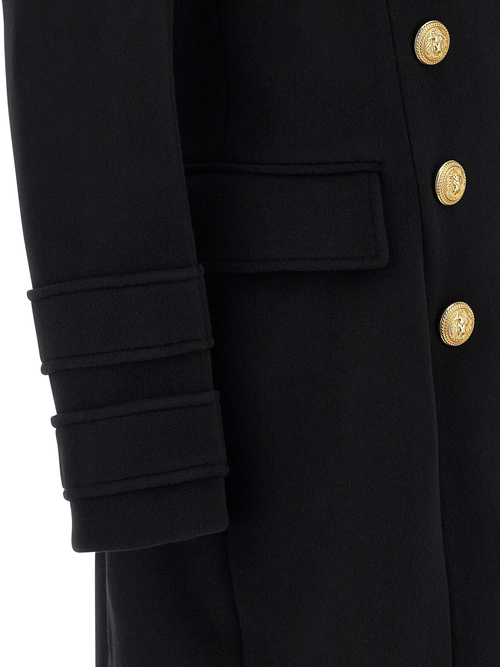 10 Bottoni Coat Black Virgin Wool Cachemire Coats, Trench