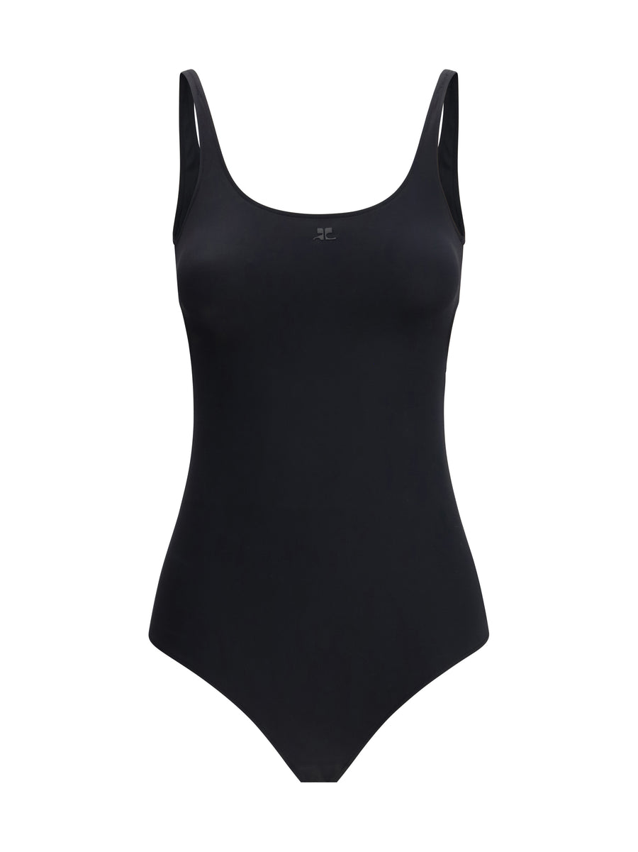 CourrèGes 78% polyamide one-piece swimsuit in black