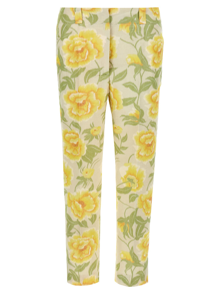Kenzo Peonies pants Multicolor Polyester Ln Cotton