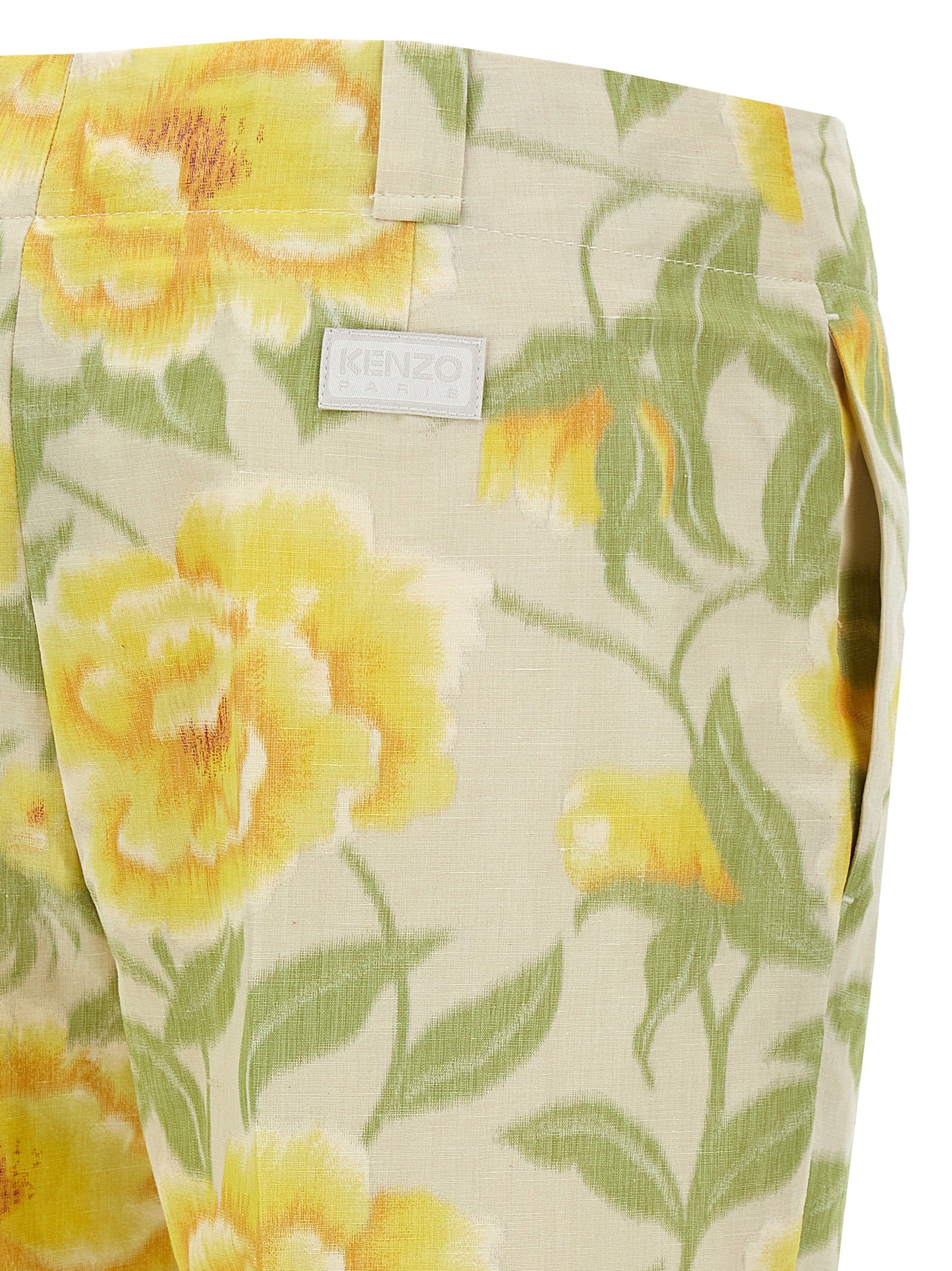 Kenzo Peonies pants Multicolor Polyester Ln Cotton