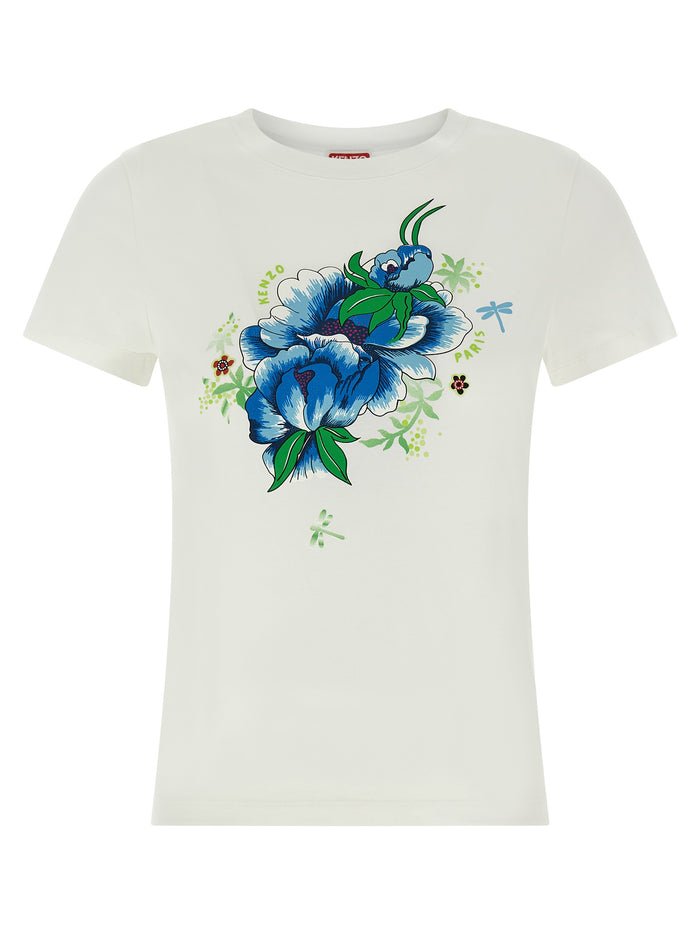 Kenzo Peonies T-shirt White Cotton