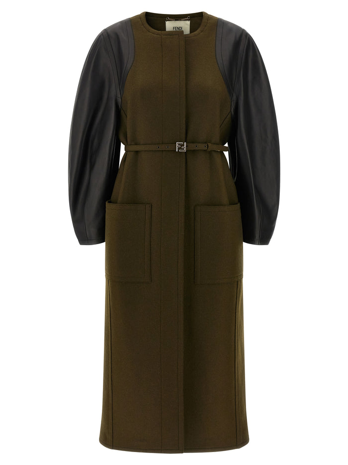 Wool Felt coat Green Viscose Coats, Trench