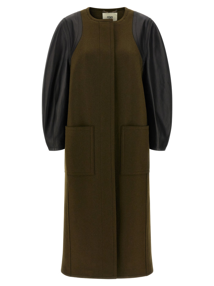 Wool Felt coat Green Viscose Coats, Trench