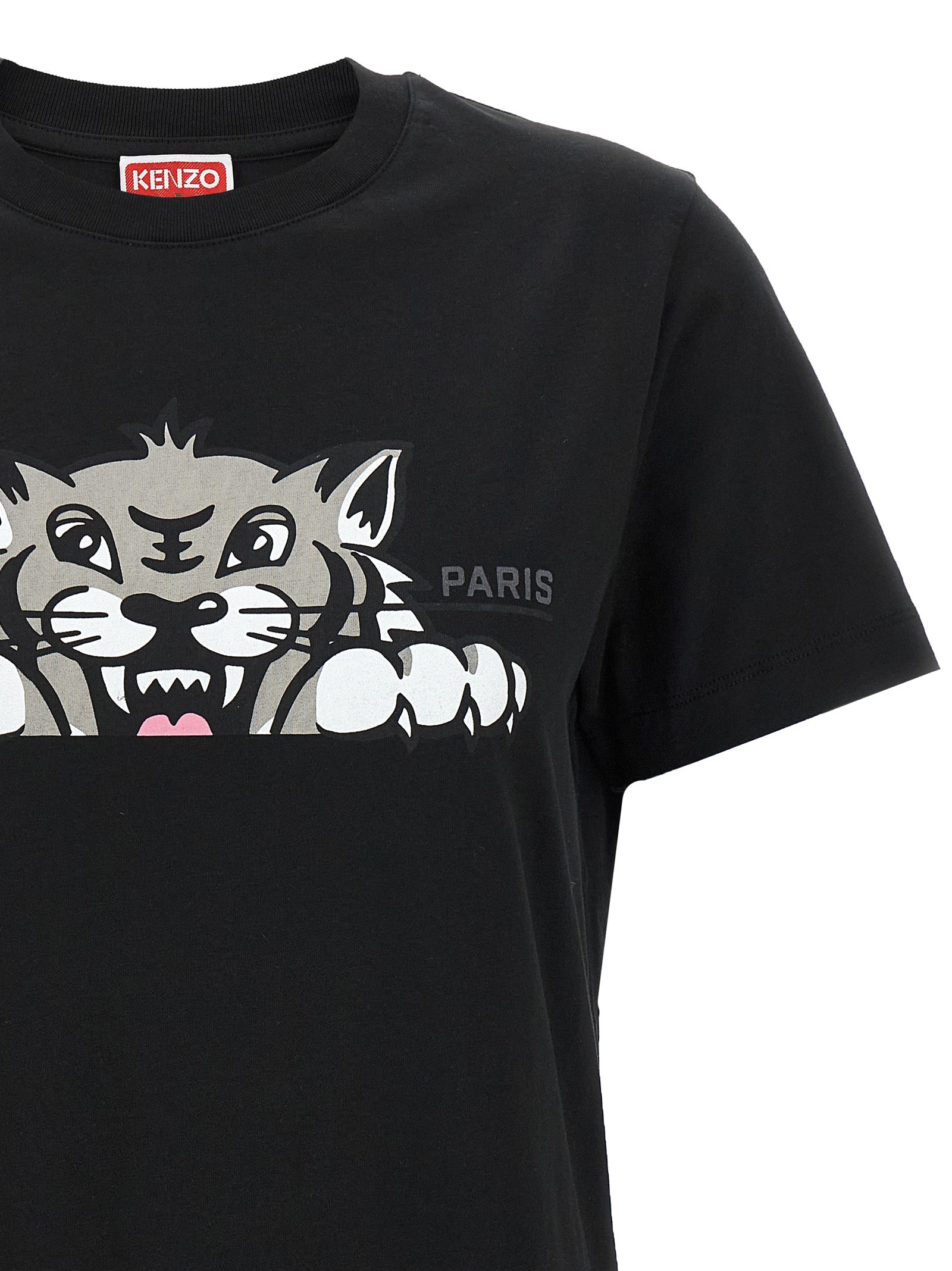 Happy Tiger T-shirt Black Cotton
