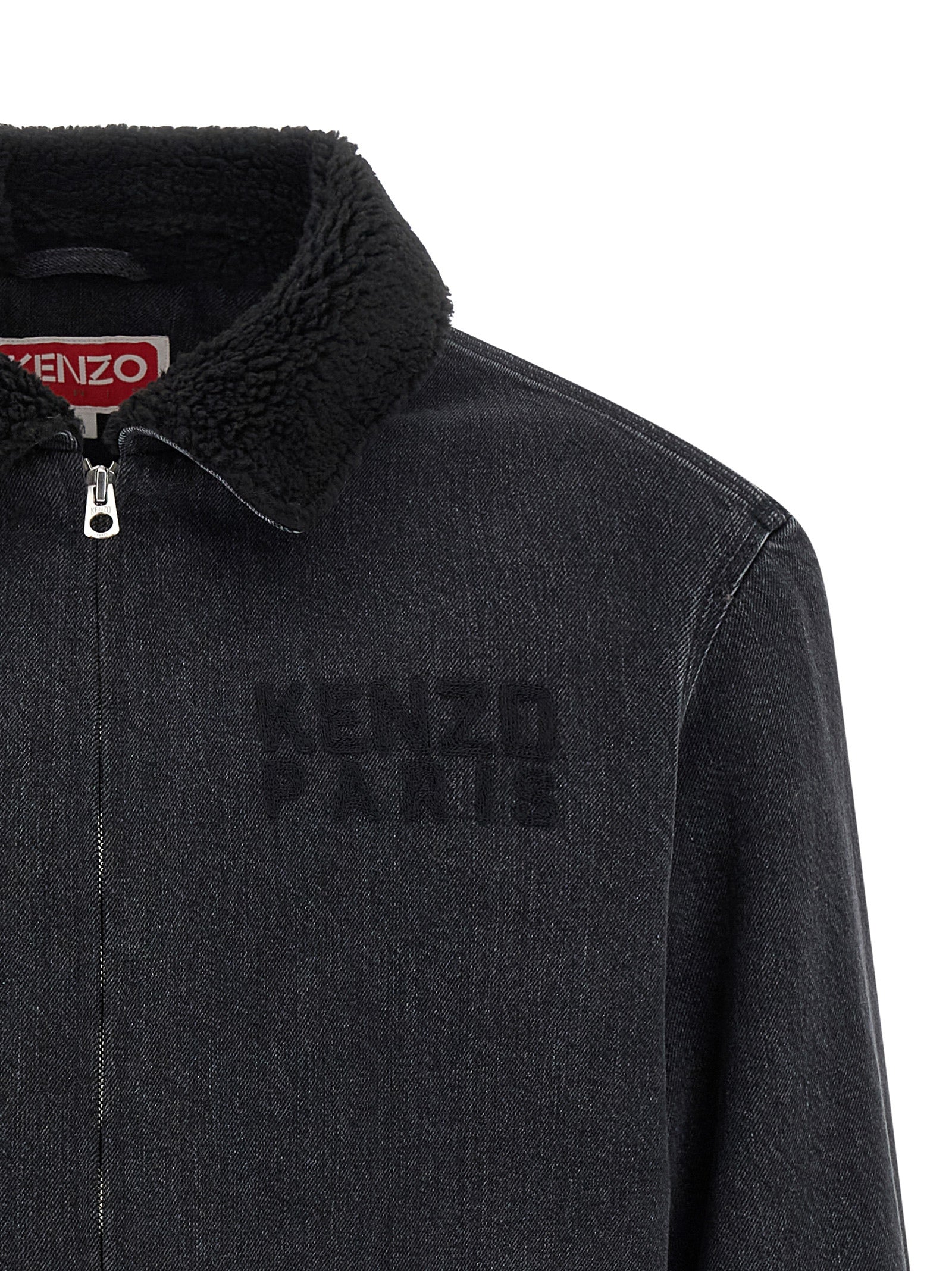 KENZO Happy Tiger denim jacket Black Cotton Down Jacket, Parka, Casual