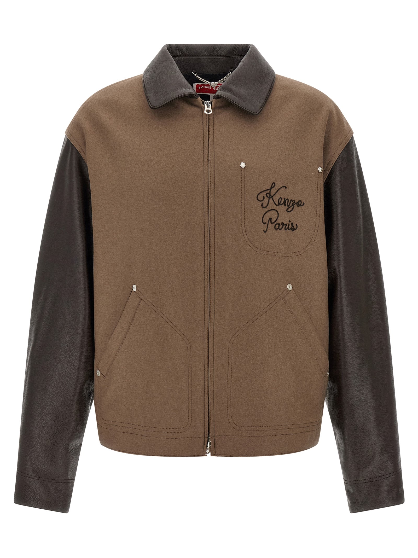 KENZO Paris Chainstitch jacket Brown Virgin Wool Down Jacket, Parka, Casual