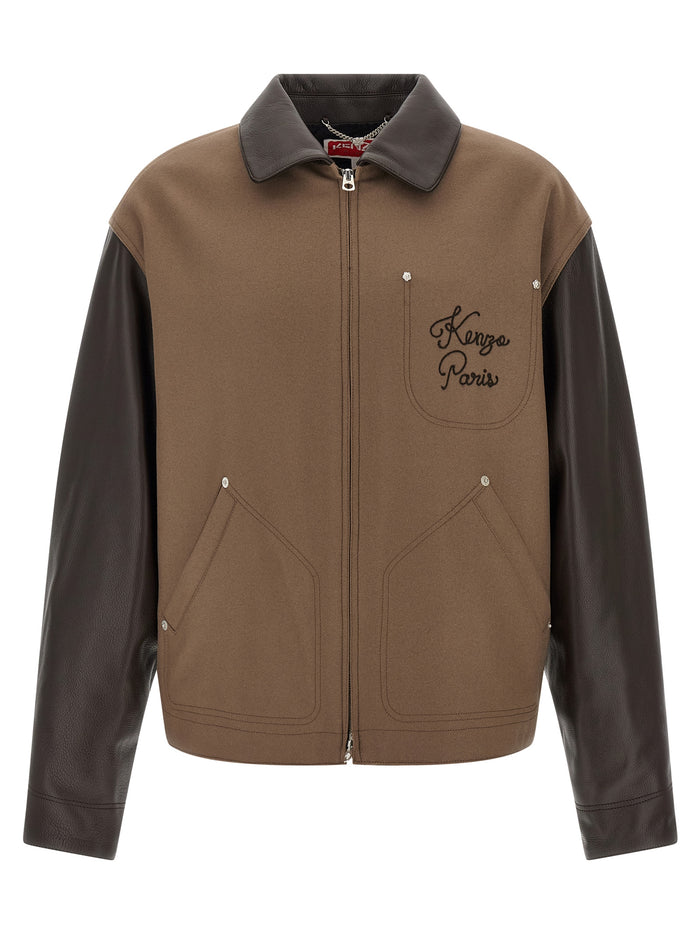 KENZO Paris Chainstitch jacket Brown Virgin Wool Down Jacket, Parka, Casual