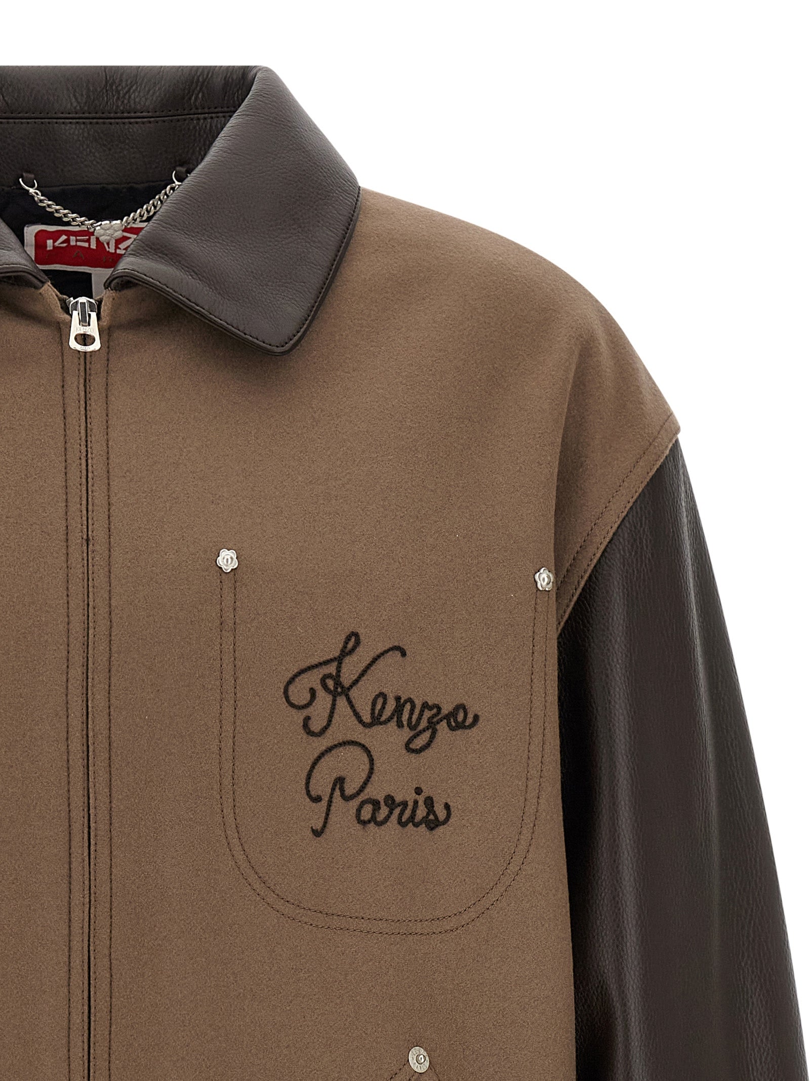 KENZO Paris Chainstitch jacket Brown Virgin Wool Down Jacket, Parka, Casual